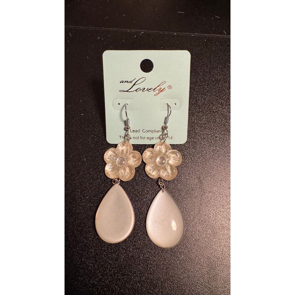Blush Floral Teardrop Dangle Earrings